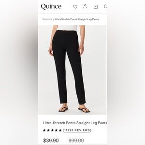 Quince Classic Stretch Black Straight Leg Pants - Size L